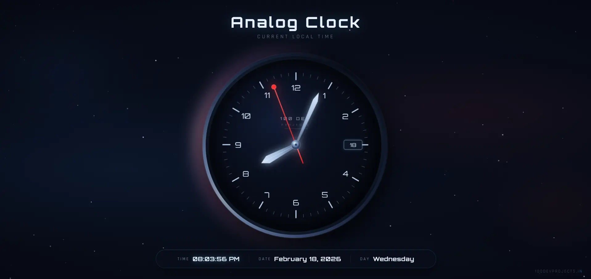 Analog Clock (Space Theme)