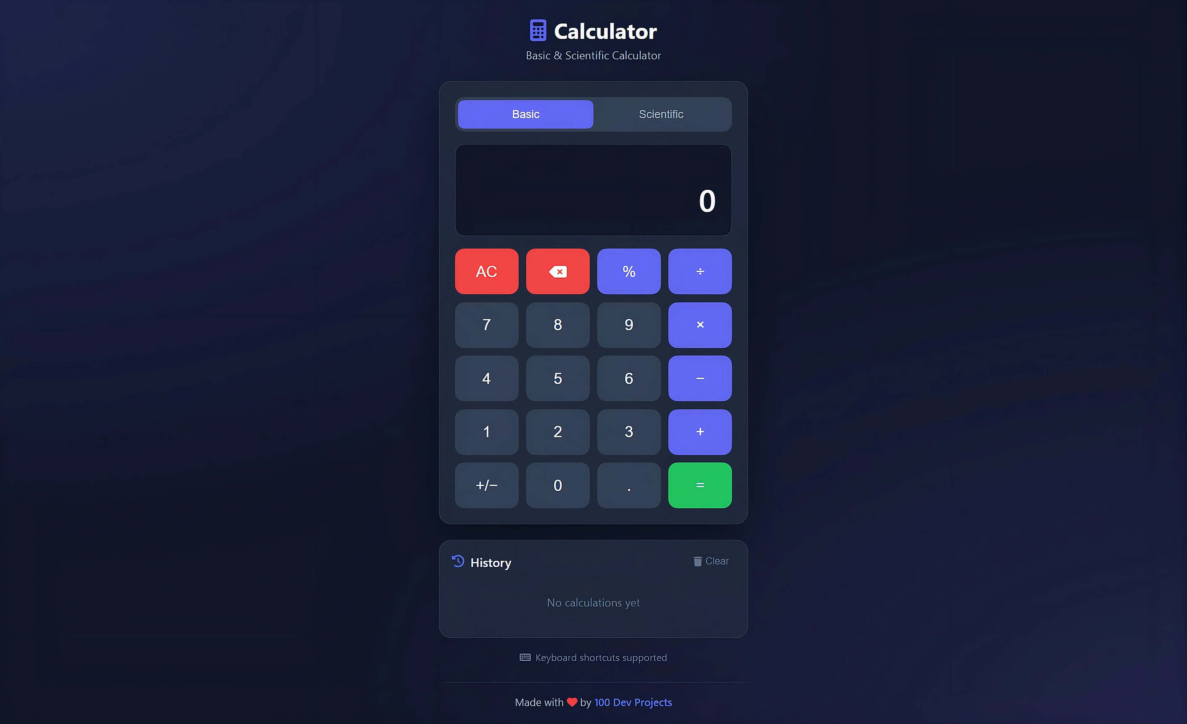 Calculator with Scientific Mode
